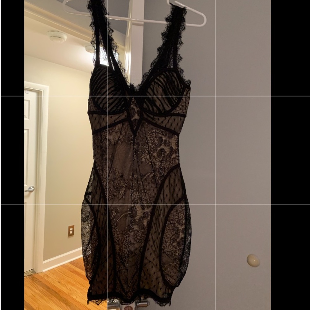 Lace black mini dress